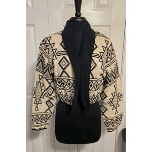 New Identity Jacket Womens Medium Western Cropped Tapestry Indian Aztec Stain